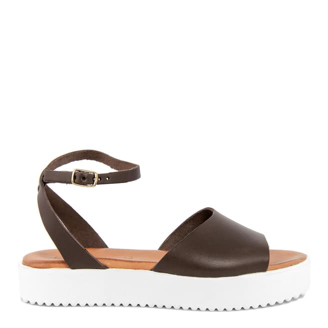 Christianelle Brown Leather Open Toe Sandals