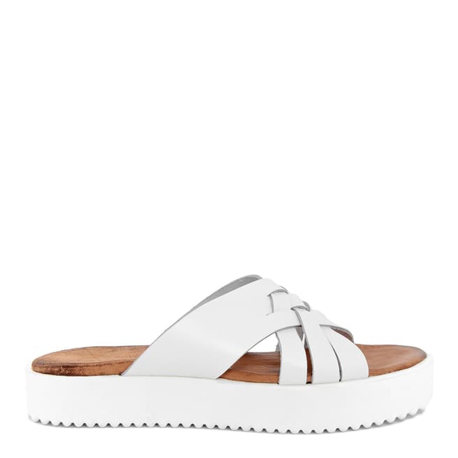 Christianelle White Cross Strap Leather Sandals