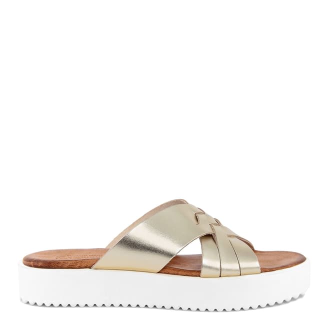 Christianelle Gold Cross Strap Leather Sandals