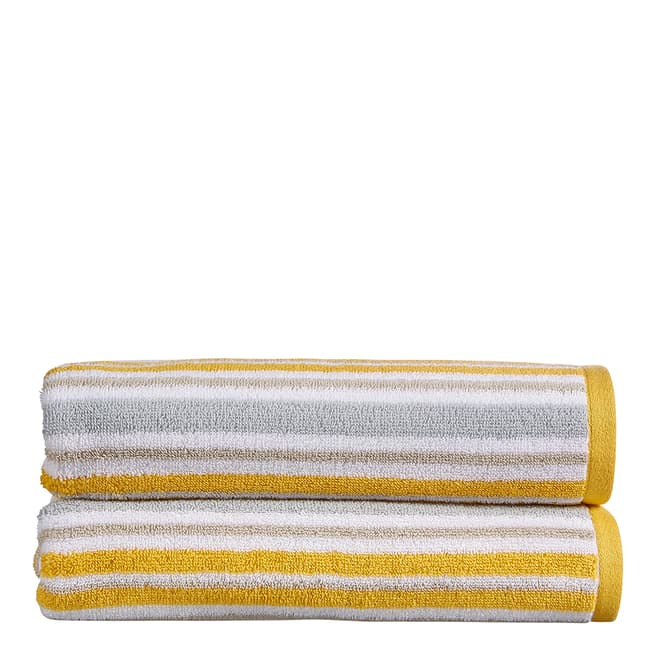 Kingsley Carnival Stripe Pair of Hand Towels, Saffron