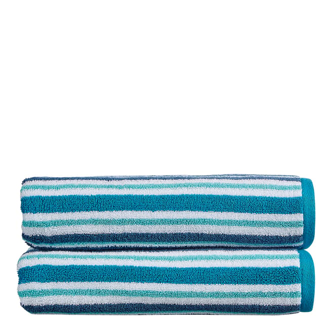 Kingsley Carnival Stripe Pair of Bath Towels, Peacock