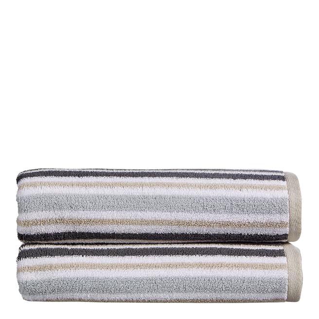 Kingsley Carnival Stripe Pair of Hand Towels, Grey