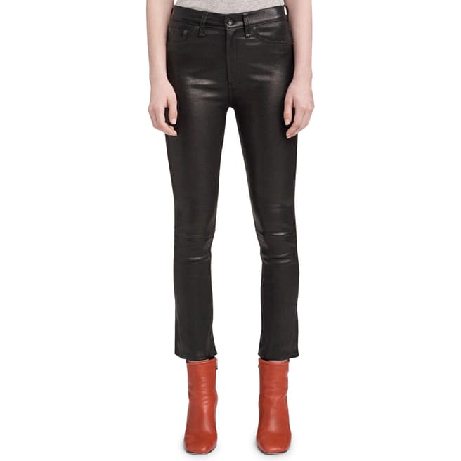 Rag & Bone Black Hana Leather Slim Bootcut Jeans
