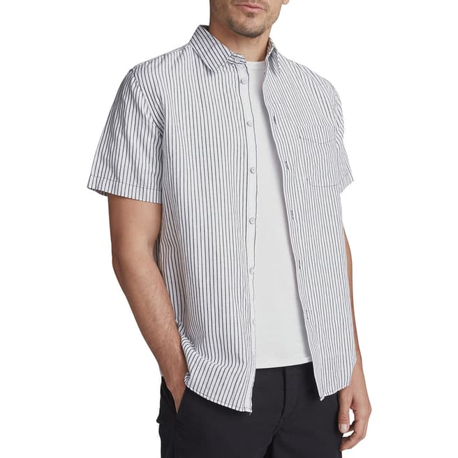 Rag & Bone White/Blue Stripe Beach Cotton/Linen Shirt
