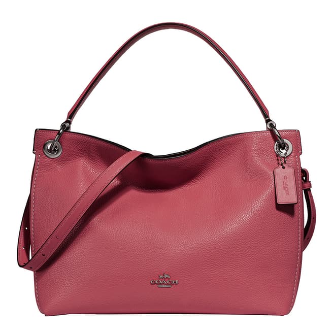 Coach Washed Red Polished Pebble Clarkson Hobo