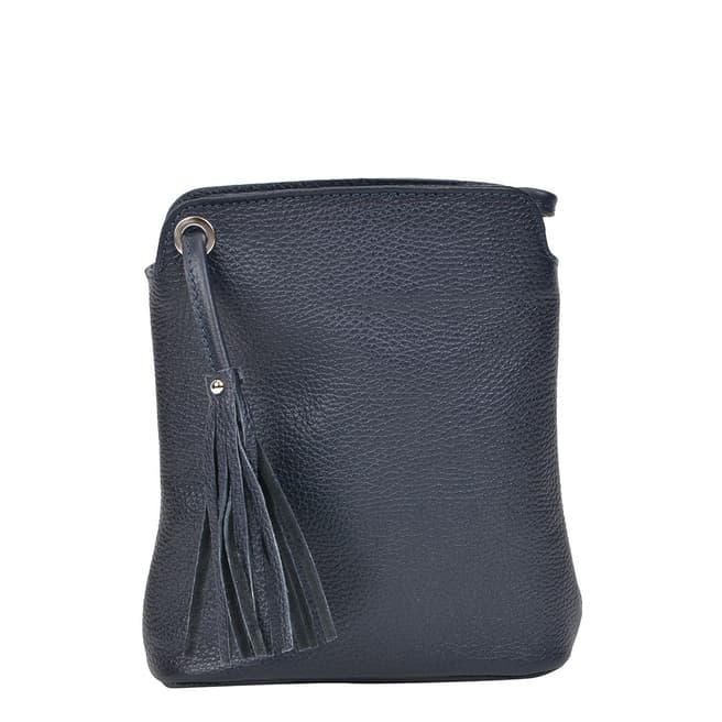 Carla Ferreri Navy Leather Crossbody Bag