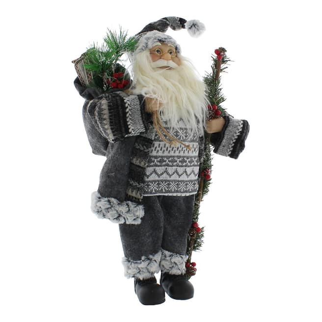 Festive Grey Standing Santa 45cm