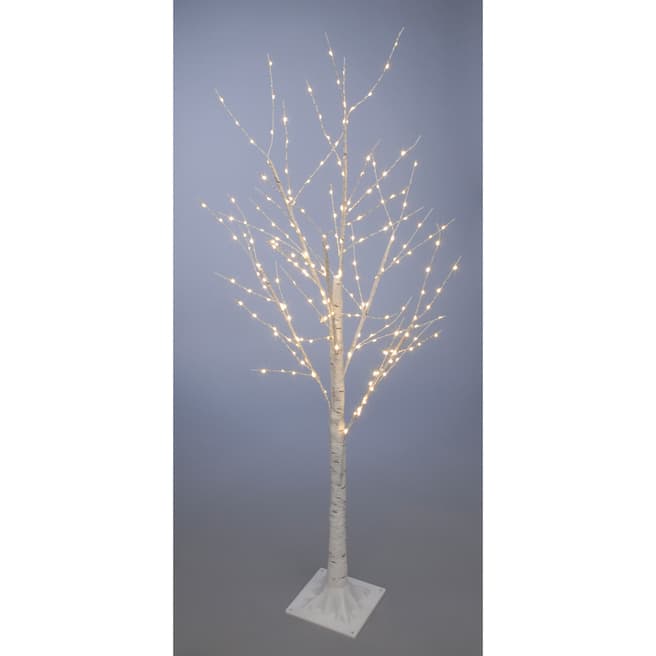 Festive Lit Silver Warm White Birch Tree 150cm