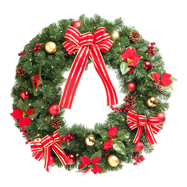 Festive Statement Size Poinsettia Wreath with Lights