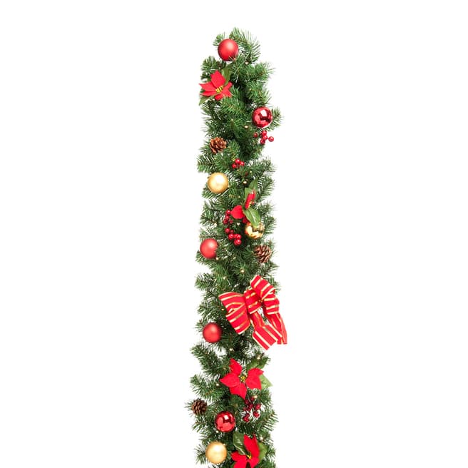 Festive Statement Size Poinsettia Garland with Lights