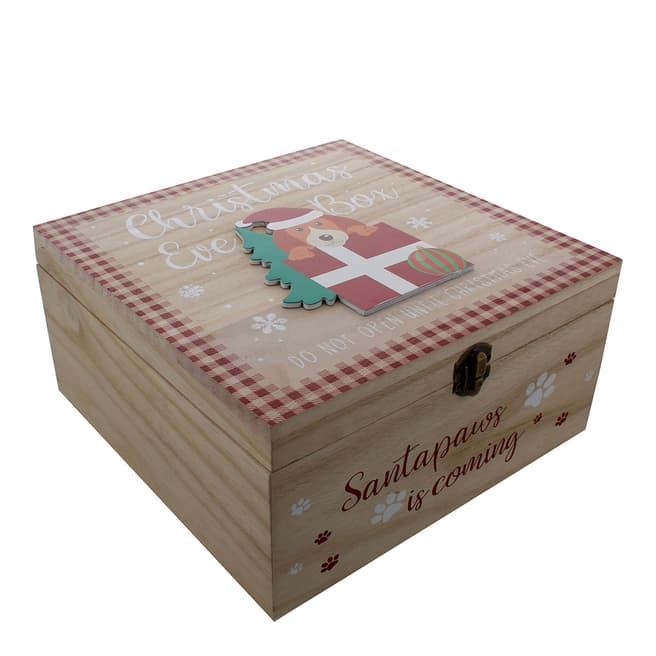 Festive Dog Design Wooden Christmas Eve Box 24cm