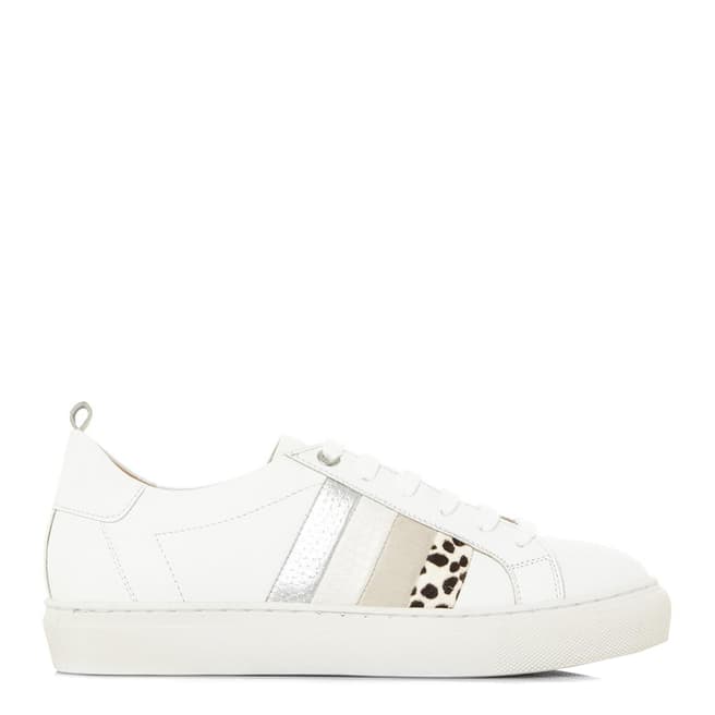 Dune London White Leather Elate Cupsole Trainers