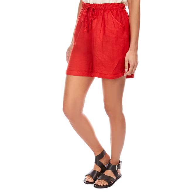 LE MONDE DU LIN Red Mini Linen Shorts