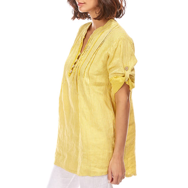 LE MONDE DU LIN Yellow V Neck Linen Shirt 