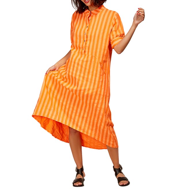 LE MONDE DU LIN Orange Drop Hem Linen Dress