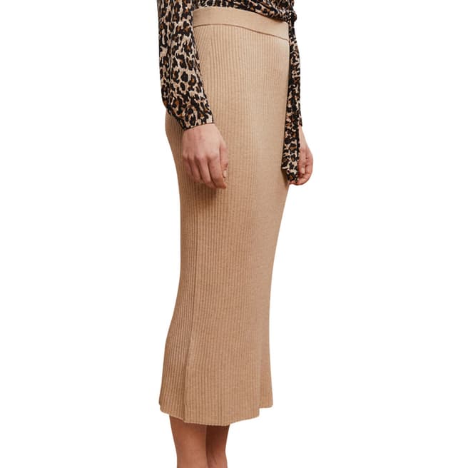 Rodier Beige Midi Fitted Skirt