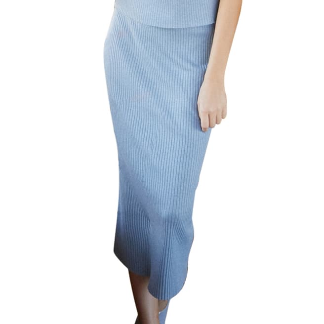 Rodier Blue Midi Fitted Skirt