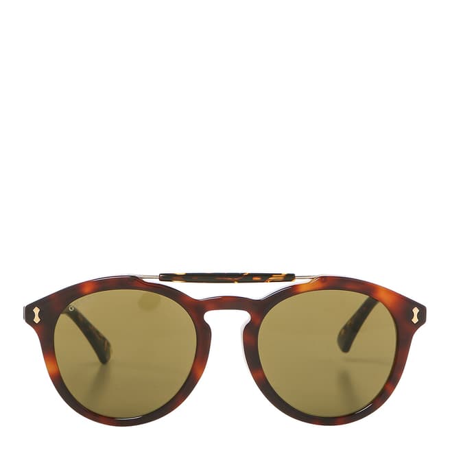 Gucci Men's Brown Havana Round Gucci Sunglasses 55mm