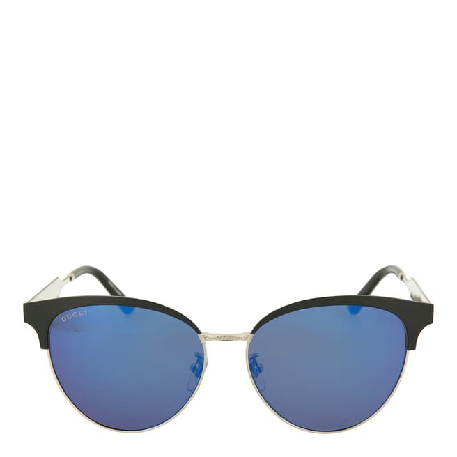 Gucci Women's Matte Black/Blue Gucci Sunglasses 57mm