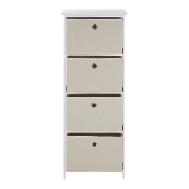 Premier Housewares Lindo Cabinet, 4 Natural Fabric Drawers