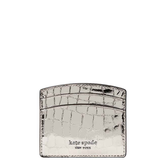 Kate Spade Gunmetal Small Sylvia Croc Bifold Wallet