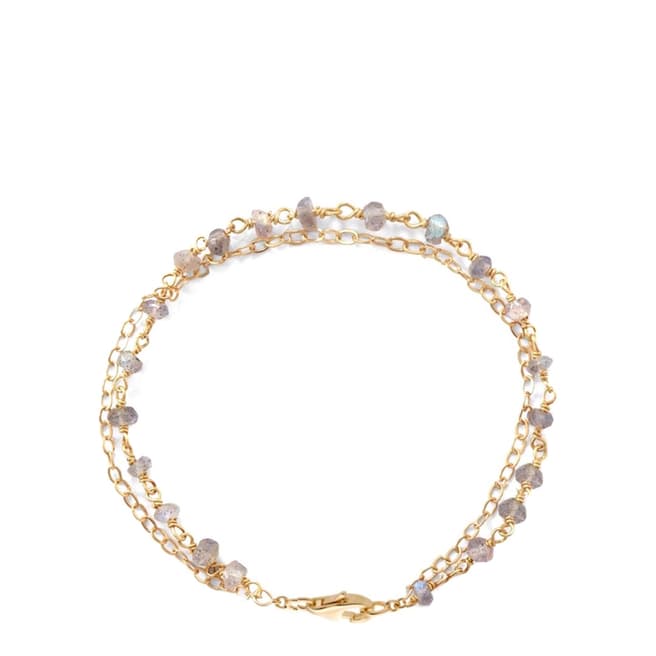 Liv Oliver 18K Gold Plated Double Strand Labradorite Bracelet