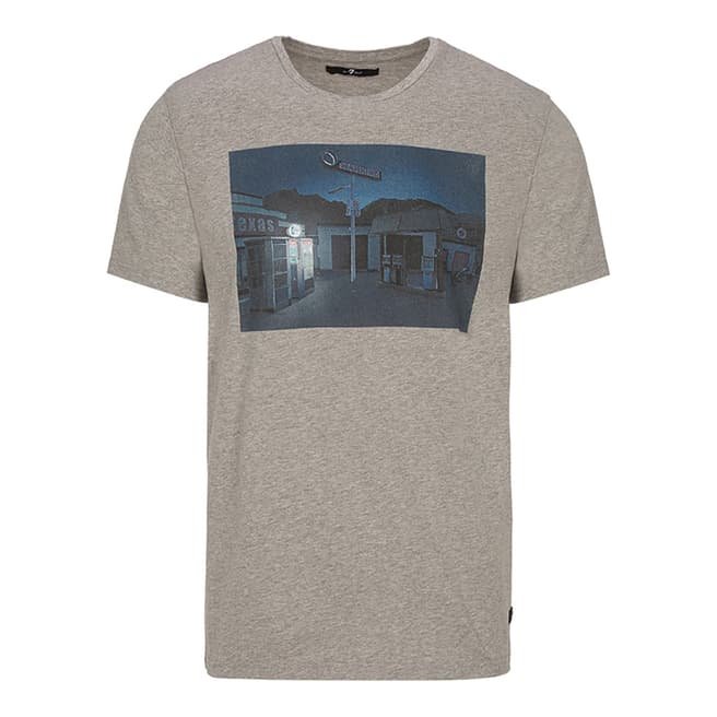 7 For All Mankind Grey Graphic Print T-Shirt