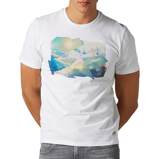 7 For All Mankind White Printed Sky T-Shirt