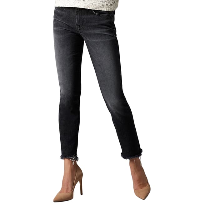 7 For All Mankind Black Distressed Roxanne Stretch Jeans