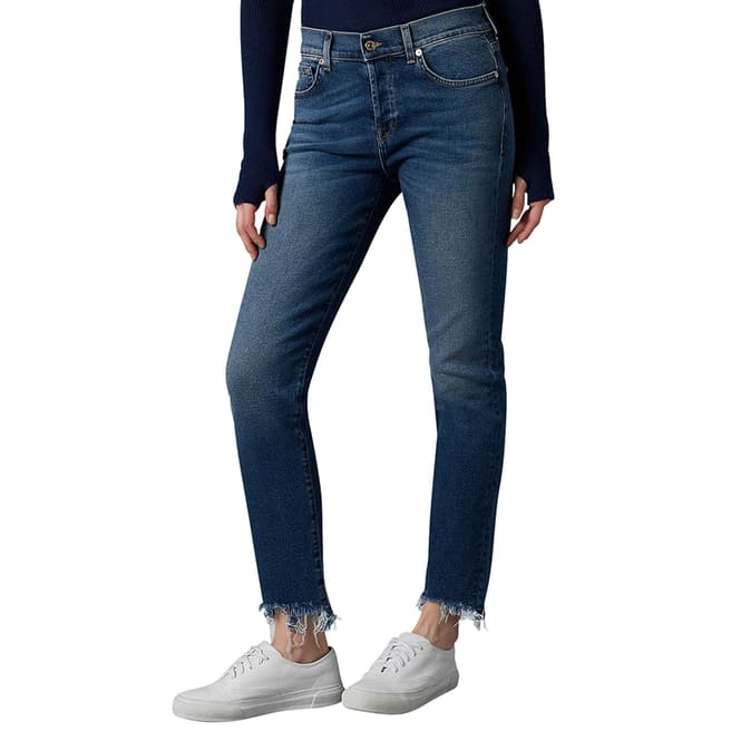 7 For All Mankind Blue Asher Destroyed Luxe Stretch Jeans