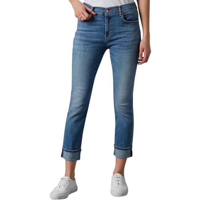 7 For All Mankind Blue Relaxed Skinny Illusion Stretch Jeans
