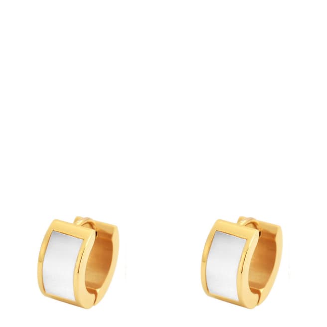 Liv Oliver 18K Gold Plated Mother Of Pearl Huggie Earrings