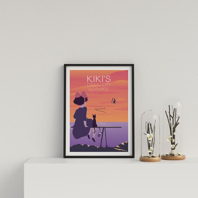 Vouvart Kiki's Delivery Service Studio Ghibli Graphic Movie Poster Framed Print 44x33cm