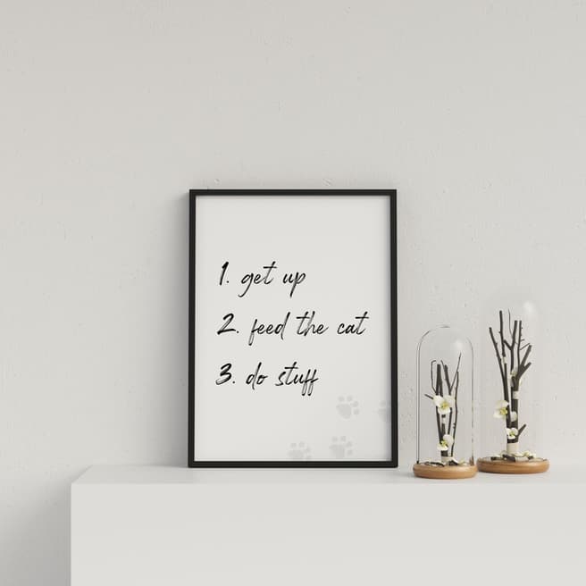 Vouvart Get Up, Feed the Cat, Do Stuff Typography Framed Print 44x33cm