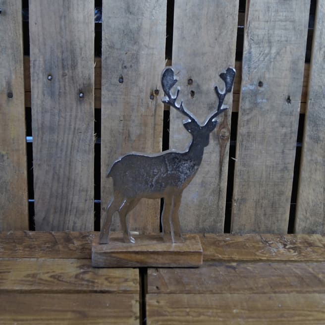 The Satchville Gift Company Large aluminium Reindeer on wood base