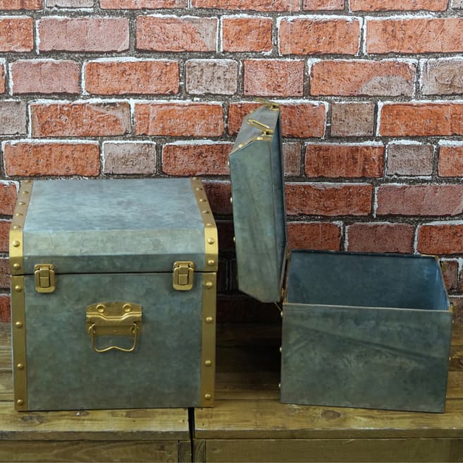 The Satchville Gift Company Set Of 2 Metal Chest Boxes