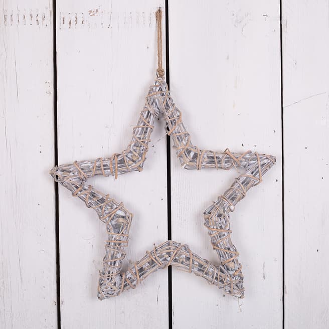 The Satchville Gift Company Grey washed hanging willow wrapped star