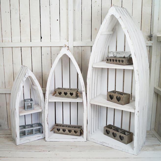 The Satchville Gift Company Set of 3 whitewashed wooden shelf displays