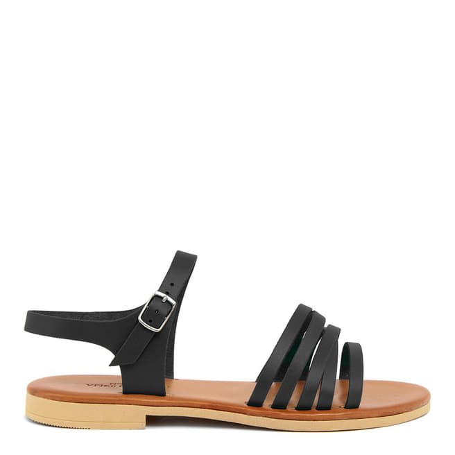 Alice Carlotti Black Ankle Strap Leather Sandals
