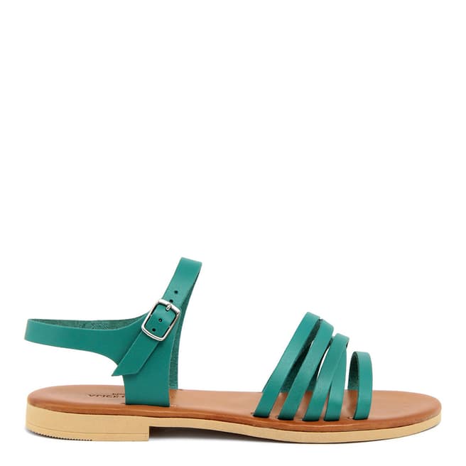 Alice Carlotti Turquoise Ankle Strap Leather Sandals