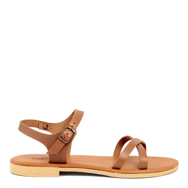 Alice Carlotti Tan Leather Flat Sandals