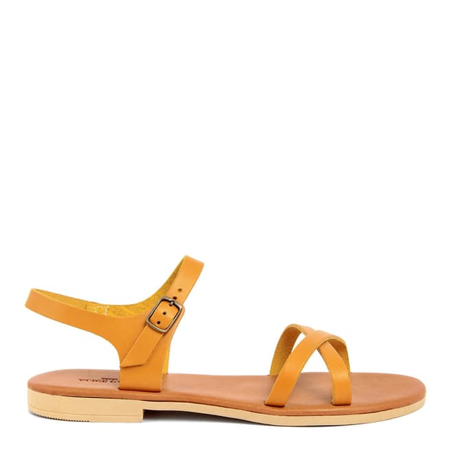Alice Carlotti Orange Leather Flat Sandals