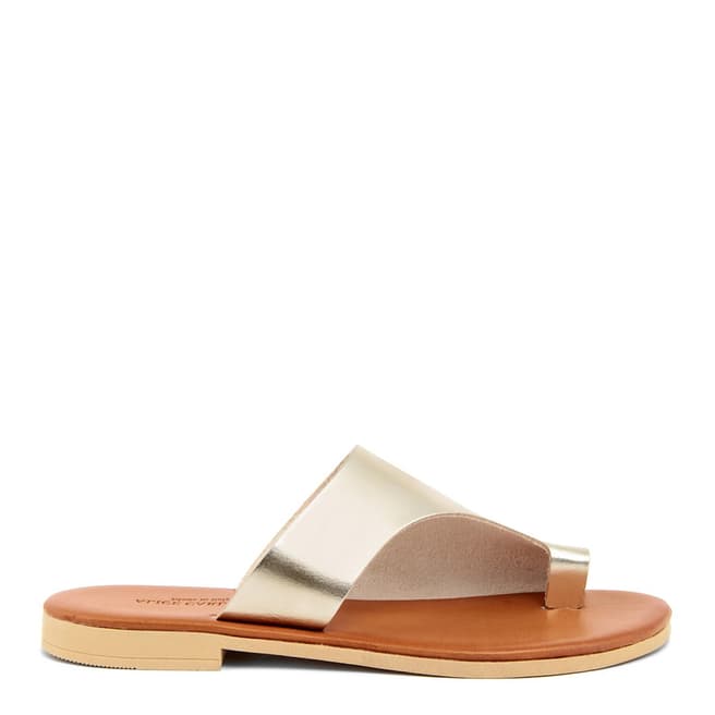 Alice Carlotti Gold Leather Slip On Sandals