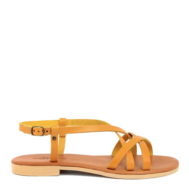 Alice Carlotti Orange Cross Strap Leather Sandals