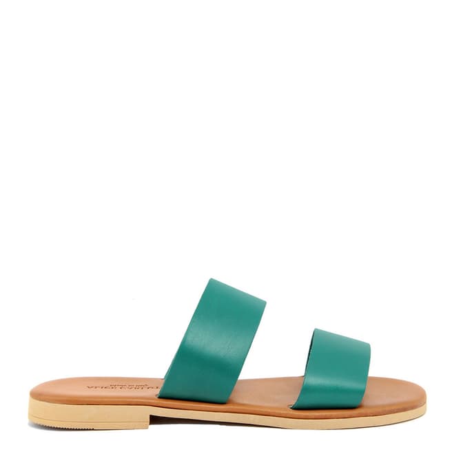 Alice Carlotti Turquoise Double Strap Leather Sandals