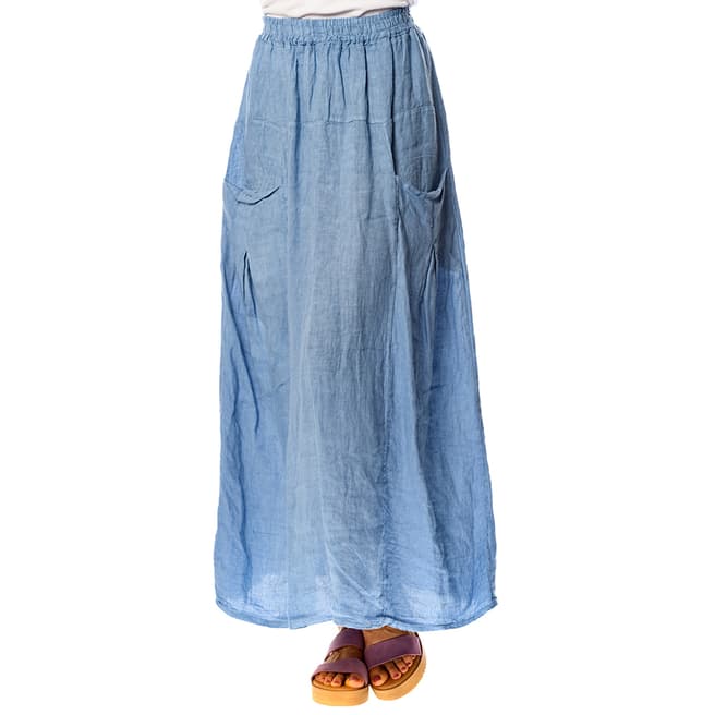 100% Linen Blue Marjolaine Linen Skirt