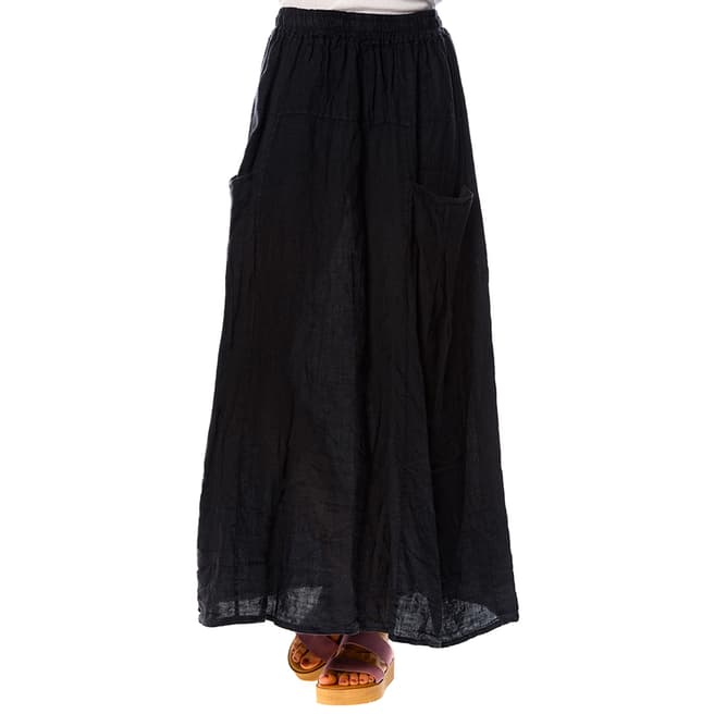100% Linen Navy Marjolaine Linen Skirt