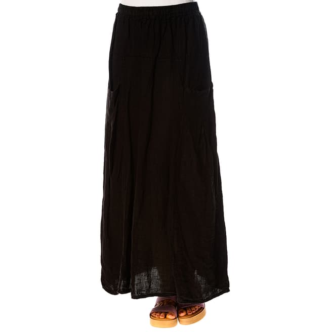 100% Linen Black Marjolaine Linen Skirt