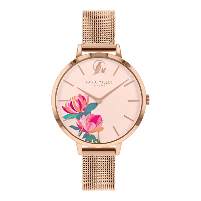 Sara Miller Rose Gold Floral Dial Watch