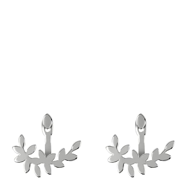 Sara Miller Silver Falling Leaf Front And Back Earrings